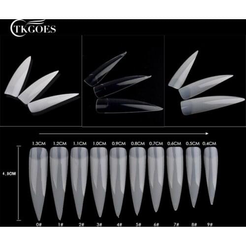 TKGOES 100Pcs Professional Artificial French Half Nail Tips Long Shape 10 Sizes False Nail Art Tips Acrylic Salon