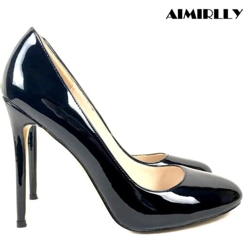 Womens Shoes Round Toe High Heels Pumps Patent Leather Ladies Work & Career Heels Slip On Black Purple Red