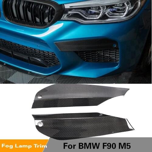 Carbon Fiber Front Bumper Lip Splitters For BMW F90 M5 2018 - 2020 Fog Lamp Cover Sticker Cupwings Winglets