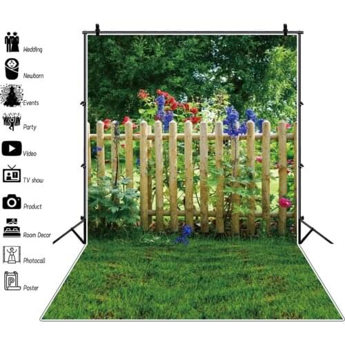 Yeele Spring Fence Grassland Flower Park Garden Baby Portrait Photography Backdrop Vinyl Photographic Background Photo Studio