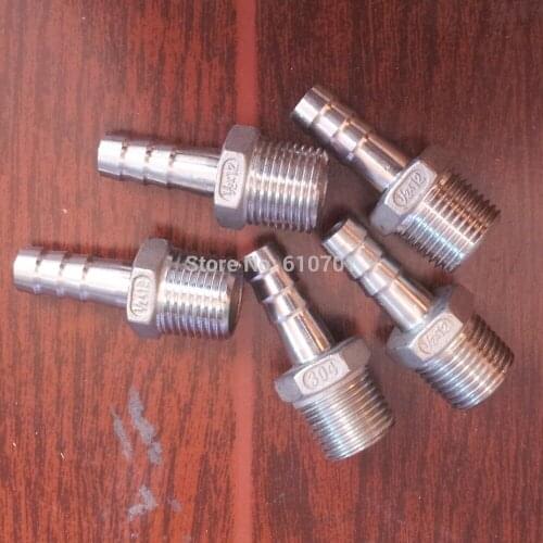 1/2" x 12mm Stainless steel Male thread Pipe fitting barb Hose Tail Connector BSPT