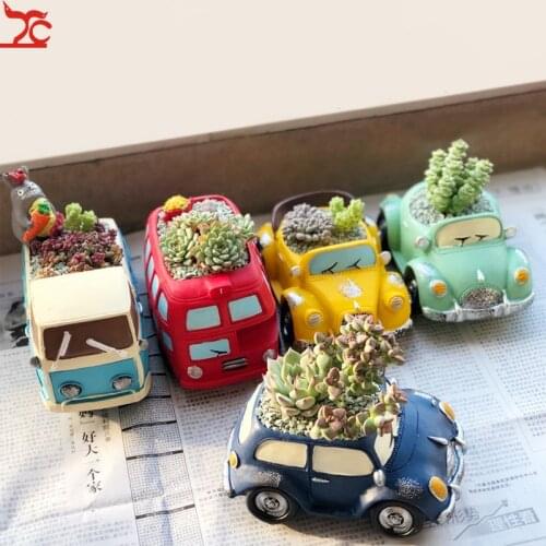 1 Piece Zakka Creative Flowerpot Retro Cars Planter Resin Garden Succulent Plants Bonsai Flower Pot Decoration Indoor Macetas
