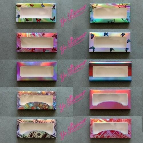 20pcs Retails Empty Laser Holographic Butterfly Lash Boxes Packaging Case for 25mm Faux Mink Lashes