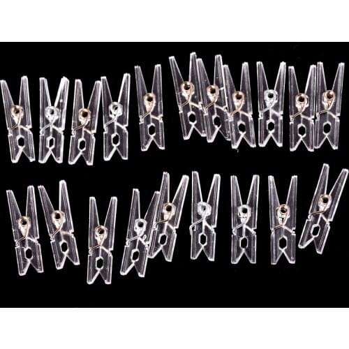 20pcs Spring Hanging Clips Clamps Plastic Clothes Pegs Plastic Mini Paper Photos Clip Clothespins