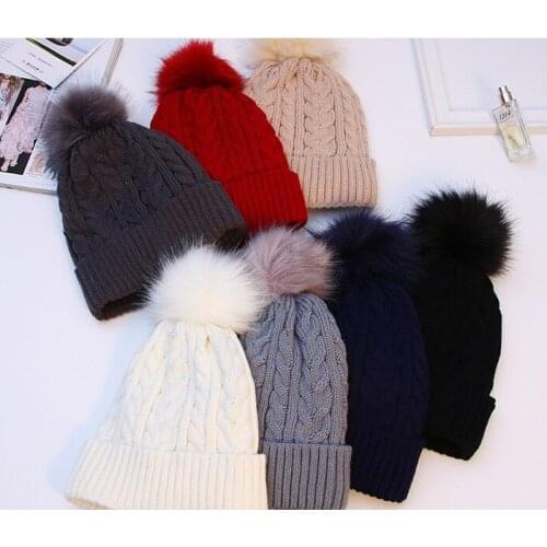 400pcs/lot new fashoin winter warm twist knitted with fleece Solid Color Hip-Hop Skullies Beanie Hat with ball