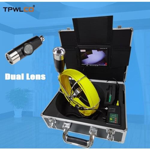 42mm Dual Lens Endoscope Water Pipeline Inspection Camera Sewer Pipe Camera with 20M Fiberglass Cable
