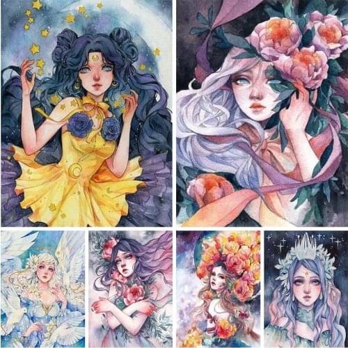 5D Diy Diamond Embroidery Paintings Girl Portrait Full Square/Round Lllustration Mosaic Set Home Decoration Holiday Gift Mural