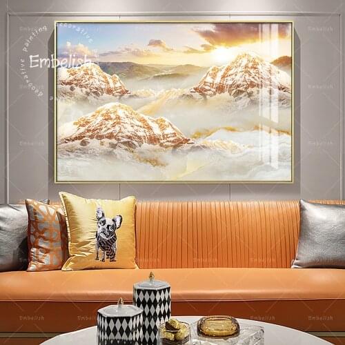 Embelish Sunrise Golden Mountains Abstract Landscape Pictures For Living Room HD Canvas Painting Modern Home Decor Wall Posters