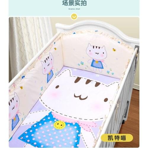 Promotion! 5PCS baby cotton baby bedding set baby sheet,120*60/120*70cm,(4bumper+sheet)