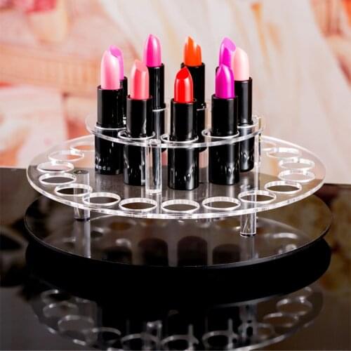 Acrylic 2 Tiers Lipstick Organizer 28 Grids/Slots Lip Gross Storage Case Showing Rack Makeup Organizer Cosmetic Lipstick Rack