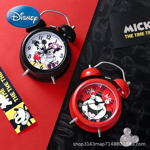 Original Disney Mickey Mouse Minnie Alarm Clock Girls Bedroom Children Dedicated Silent Bedside Luminous Clock Alarm Clock