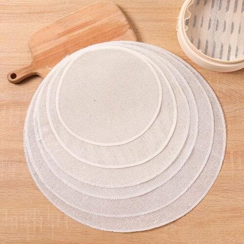 5pcs Round Bamboo Steamer Paper Steaming Papers Household Cotton Steamer Cloth Non-stick Cage Drawer Steamer Pad