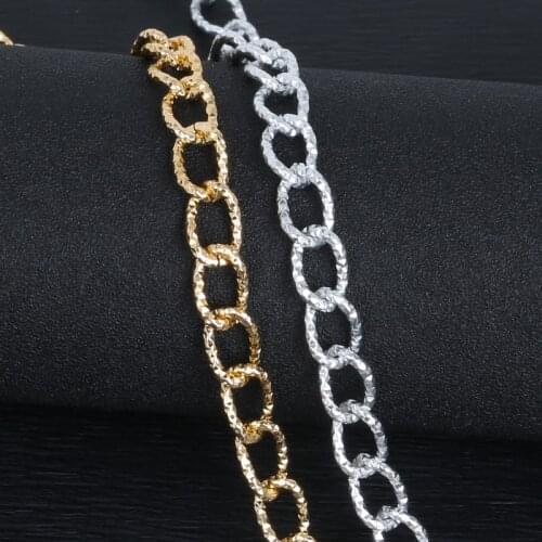 3m/lot 14x9mm Gold/Rhodium Plated Aluminum Twisted Chian Necklace Chains for Jewelry Making