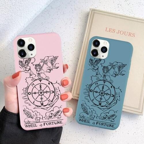 Tarot Wheel of Fortune Phone Case for iPhone 11 12 Mini Pro X XR XS MAX 6 6S 7 8 Plus SE 2020 Soft Matte Silicone Back Cover
