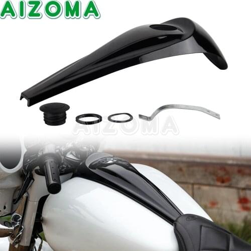 Black Smooth Dash Fuel Console For Harley Custom 08-20 Touring Electra Street Glide Road FLH/T FLHX Aluminum Gas Tank Cap Cover