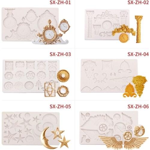 Gear Moon Star Clock Wing Silicone Mold Fondant Chocolate Resin Mold Art Crafts