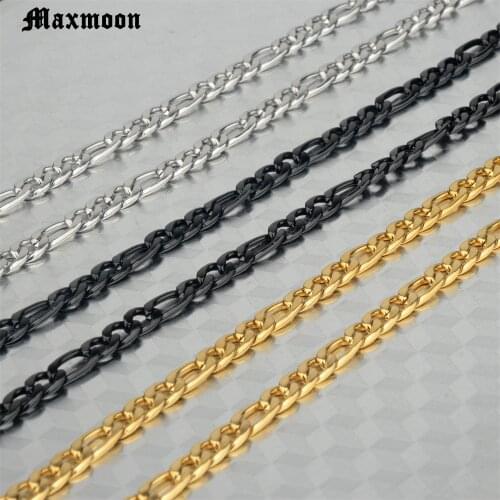 MAXMOON Classic Stainless Steel Figaro Chain Hot Selling High Quality Jewelry for Men and Women