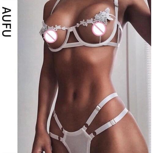 AUFU Sexy Lingerie Womens Underwear Set See Through Brassiere Lingerie Set Sexy Lace Underwear Bra and Panty Set Wholesale