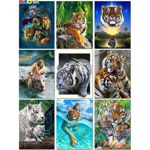 Square 3D Diamond Painting Animal Tigers New Diamond Embroidery Painting Full Dierlijke Tijger Diamond Mosaic For Family 6Jh02