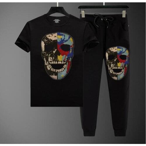 Hot Drilling Men Fashion suits Casual Luxury short Sleeve tracksuit Men Streetwear