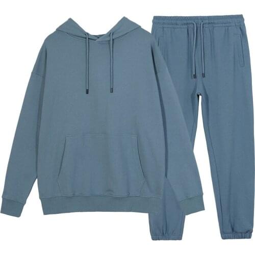 Fashion Slim Fit Men Set Hoodie Pant Mens Sets Hoodies+Pants Casual Solid Color Autumn Winter Hooded Sweatshirt Sweatpants