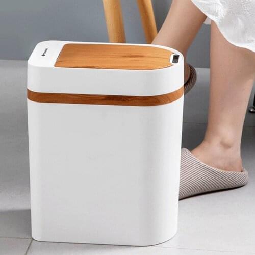 10L Smart Sensor Trash Can Touch Free Automatic Sensor USB Trash Bin with lid Household Bathroom Toilet Narrow Seam Trash Can