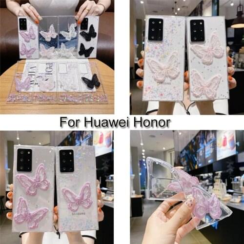 TPU Soft Silicone 3D Embroidery Foil Case For Huawei Honor 10 9 Lite P Smart Z 8 Y6 Y9 2018 Mate 30 Pro 20X Lace Butterfly Case