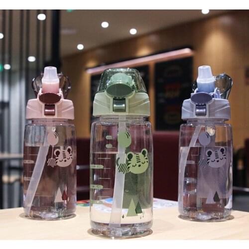 New Kids Water Sippy Cup for Outdoor School Cute Cartoon Animal Baby Water Bottle with Shoulder Strap for Boy Girl
