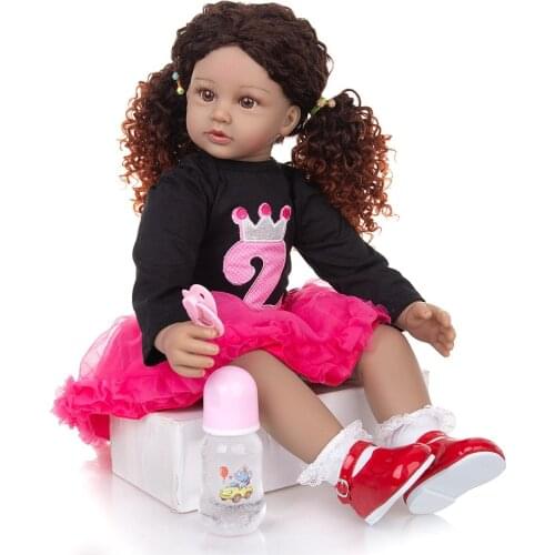 New Design Density Curls bebe reborn silicone baby princess Dolls 60 CM Toddler girl Dolls Toy Kids Cosplay Playmate Gift