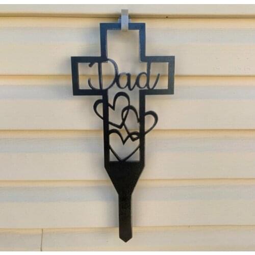 Newly Metal Cross Stake Hollow Outdoor Decoration Creative Relatives Cemetery Ornament Easy Installation