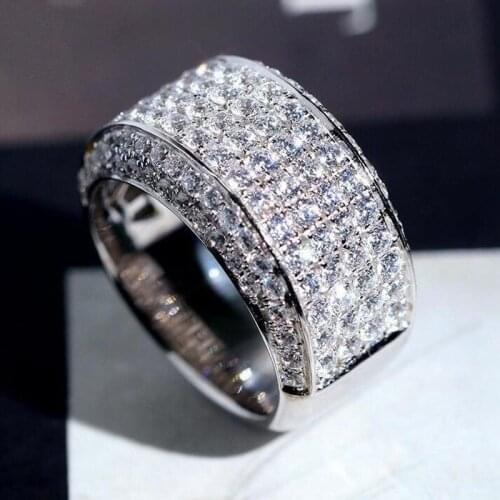 Luxury Male Promise Ring 925 Sterling Silver Diamond cz Engagement Wedding Band Rings For Women Men Party Jewelry Gift