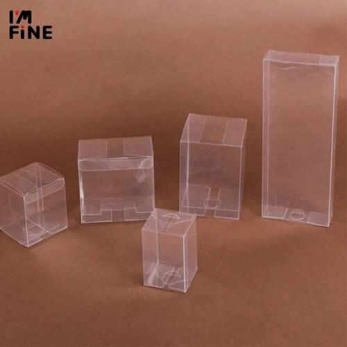 50pcs wholesale flat Transparent PVC Plastic Gift Box Postcard Packaging Storage Box Wedding Clear Sweet Candy Case Box