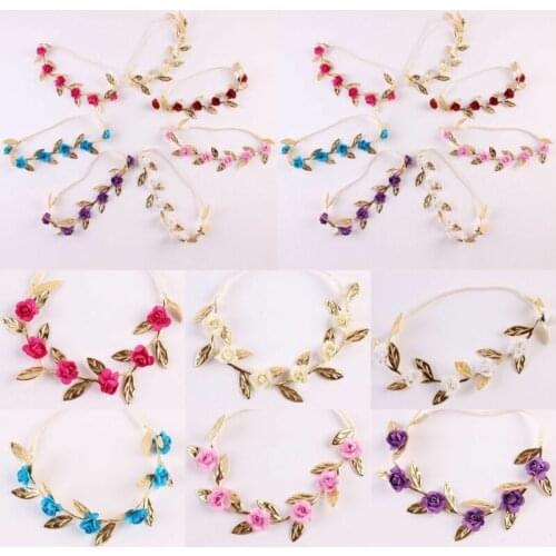 Princess Toddler Newborn Kids Baby Girls Rose Flower Gold Leaf Headband Hair Band