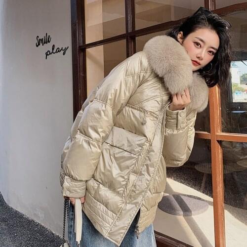 Winter Down Jacket Women Natural Fox Fur Collar Warm Woman Parkas Puffer Coat Female Coats and Jackets Casaco Feminino WPY3974