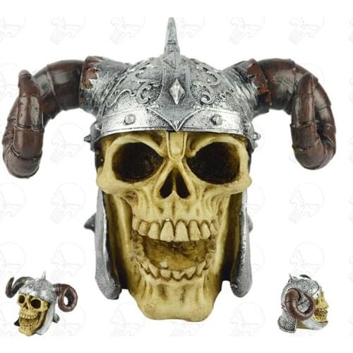 HORN HELMET SKULL FIGURINE CREATIVE SKULL HOME DECORATION CRAFTS HALLOWEEN FUNNY TRICKY PROPS BIRTHDAY GIFTS L3062