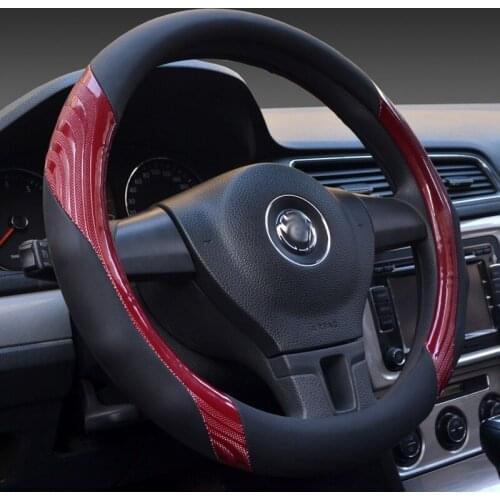 Luxury Black Orange Auto Car Steering Wheel Cover PU Leather Universal 15" 38cm