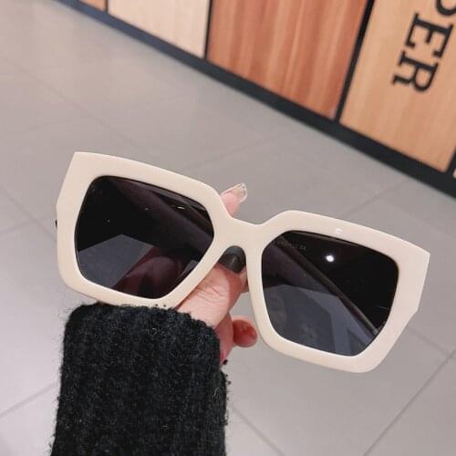 SO&EI Retro Oversized Square Sunglasses Women Fashion Brand Designer Beige Leopard Eyewear Shades UV400 Men Sun Glasses