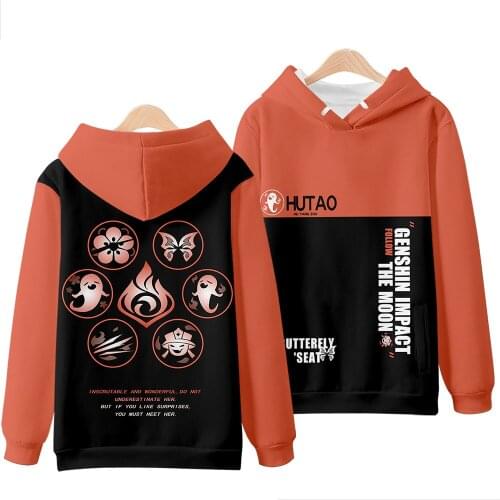 Genshin Impact Cosplay Hu Tao Hoodie Pullover Hoodies Kawaii Streetwear Harajuku Sweatshirts Clothes Long Sleeve Ki Kids Clothes