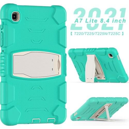 Three Layers Protective Silicone Case for Samsung Galaxy Tab A7 Lite Shockproof Cover SM-T225N T220 T225 Kid Case with Kickstand