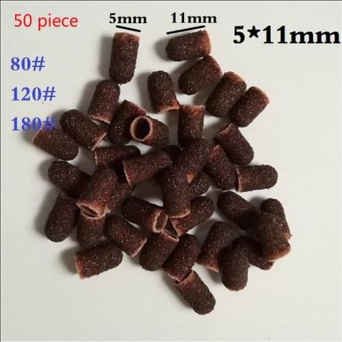 50pcs/lot #80,120,180 5*11mm Sanding Block Sleeve Cap Manicure File Tools Nail Drill Polishing Accessories sand-5