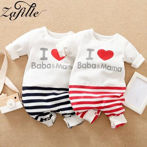 ZAFILLE Baby Clothes Unisex I Love Baba Mama Letter Babys Rompers Spring Summer Sleepwear For Newborns Pajamas Jumpsuit For Kid