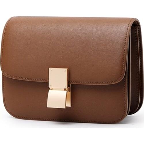 Chic Design Genuine Leather Box Crossbody Bags For Women Famous Brand Small Phone Square Bags High Quality Shoulder Bags 2021