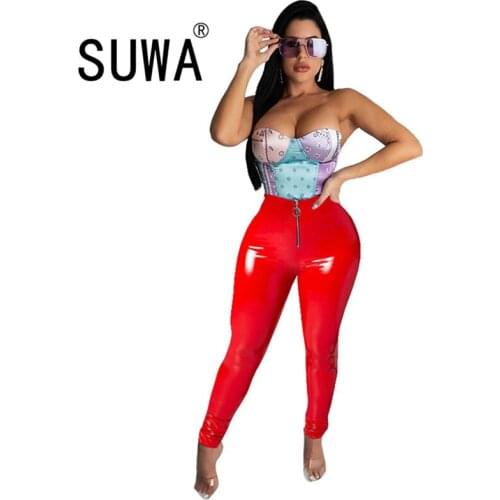 Women Latex Faux Pu Leather Pants Trousers Push Up High Waist Skinny Pants Pencil Fall Winter Solid Color Sexy Pants Female