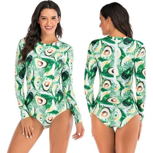 Women Rash Guard Long Sleeve One Piece with Zipper Surfing Swimsuit UPF 50 Monokini Swimwear Beachwear Bodysuit Diveskin