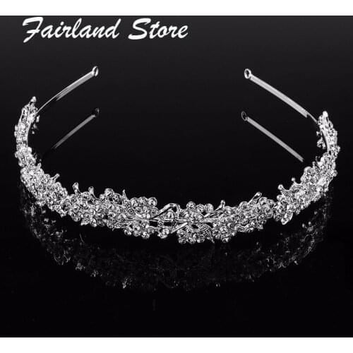 Fairland Hot Vintage Elegant Sparkly Crystal Rhinestone Crown Tiara Prom Brides Hair Band Wedding Headbands For Women