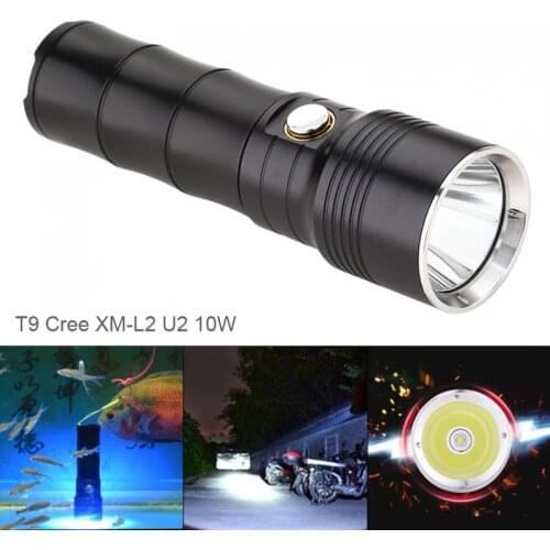 10W T9 960 Lumens XM-L2 U2 LED Aluminum Alloy Light Flashlight Waterproof IP68 with 6 Modes for Camping / Night Riding / Hunting
