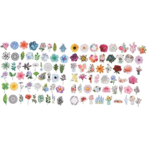 100Pcs Flower Stickers Waterproof Stickers Adhesive Floral Decals Decorations