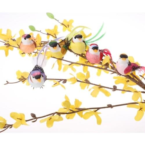 12Pcs Simulation Bird Home Decoration Ornament Artificial Magpie Parrot Christmas Tree Decor Garden DIY Craft Sparrow Ornaments
