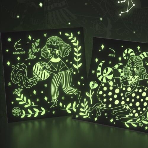 12PCS Constellation Glowing Kids Drawing Toy Luminous Scratch Art Cards Educational Toys For Children Creative Painting Toy