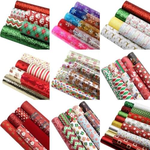 20*33cm Christmas Faux Synthetic Leather Set Fabric For Bows Leather Crafts DIY Handmade Material,1Yc20466